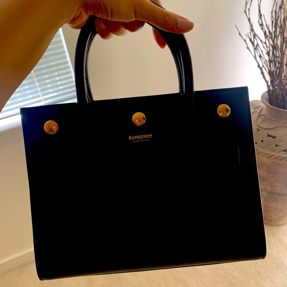 Burberry Mini Leather Two-handle Title Bag